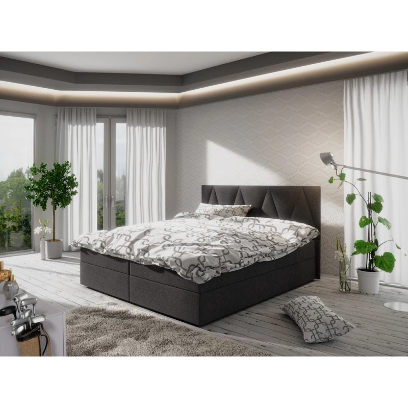 STIG COMFORT 3 franciaágy tárolóval - 180x200, fekete