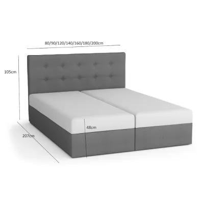 STIG COMFORT 3 franciaágy tárolóval - 180x200, fekete