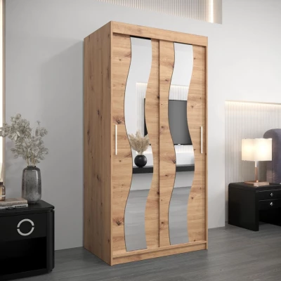 HERTA tükrös ruhásszekrény - szélesség 100 cm, artisan tölgy