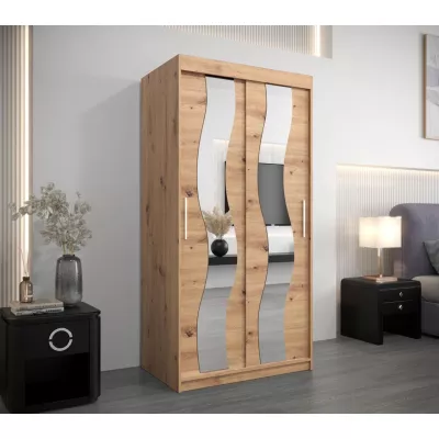 HERTA tükrös ruhásszekrény - szélesség 100 cm, artisan tölgy