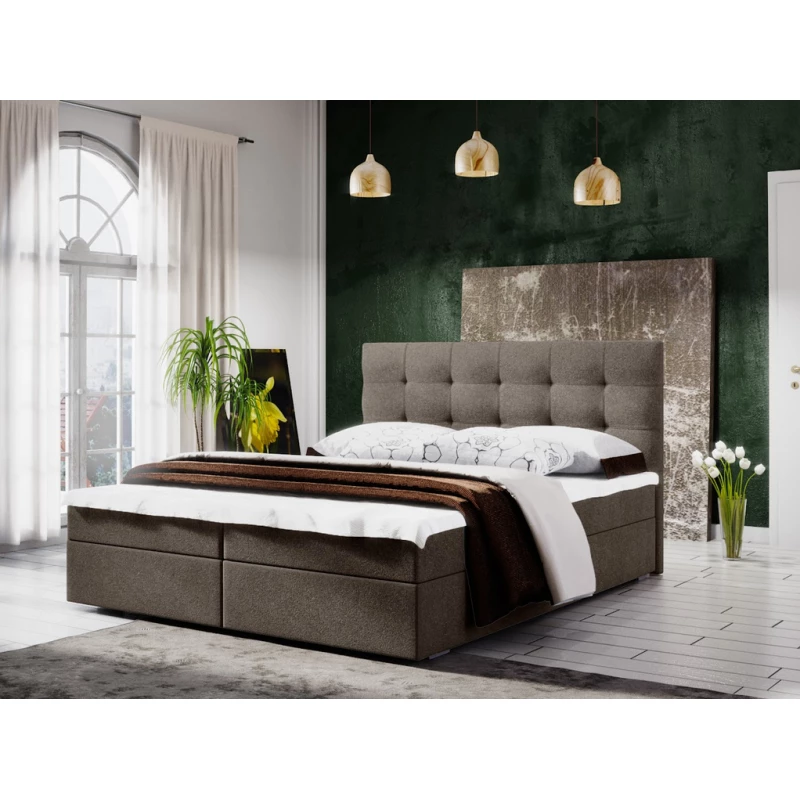 STIG COMFORT 5 franciaágy tárolóval - 180x200, világosbarna
