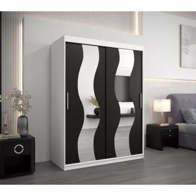 IRMA tükrös ruhásszekrény - szélesség 150 cm, fehér / fekete