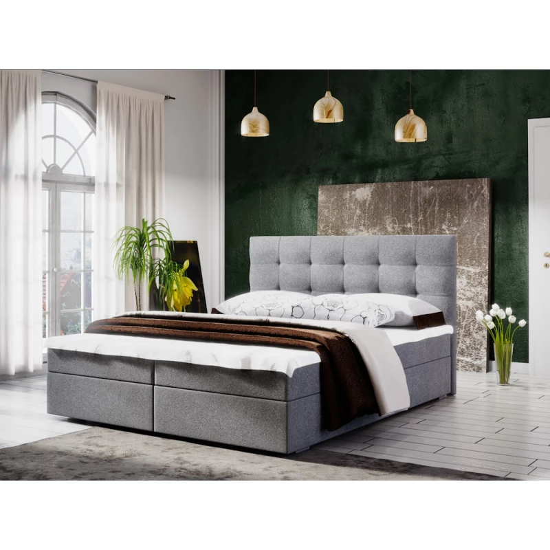 STIG COMFORT 5 franciaágy tárolóval - 160x200, világosszürke