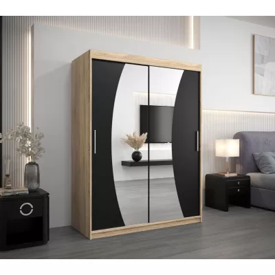 Tolóajtós gardróbszekrény ANABELA - 150 cm, sonoma tölgy / fekete