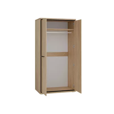 GINETTE kétajtós gardróbszekrény ruhaakasztóval - szélesség 93 cm, hikori diófa