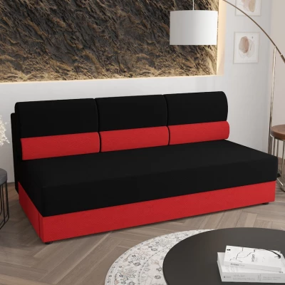 OPHELIA háromszemélyes kanapéágy - fekete / piros