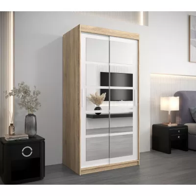 ANABEL tükrös gardróbszekrény - szélesség 120 cm, sonoma tölgy / fehér