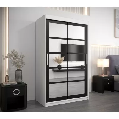 ANABEL tükrös ruhásszekrény - szélesség 120 cm, fehér / fekete