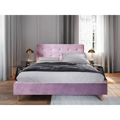 NOOR kárpitozott franciaágy ágy - 160x200, rózsaszín