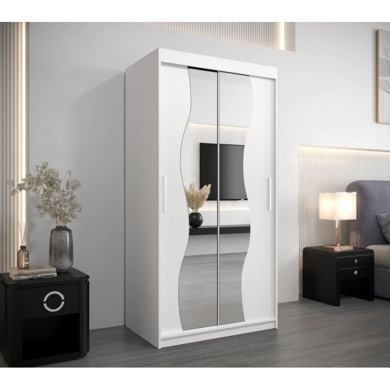 XEIE tükrös ruhásszekrény - szélesség 100 cm, fehér