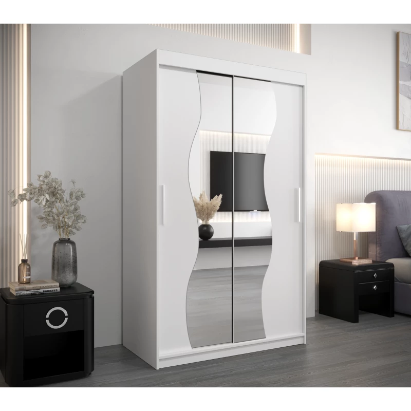 JUDITA tükrös ruhásszekrény - szélesség 120 cm, fehér
