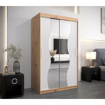 JUDITA tükrös gardróbszekrény - szélesség 120 cm, artisan tölgy / fehér