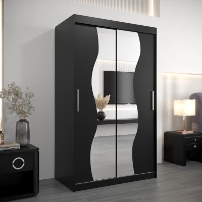 JUDITA tükrös ruhásszekrény - szélesség 120 cm, fekete