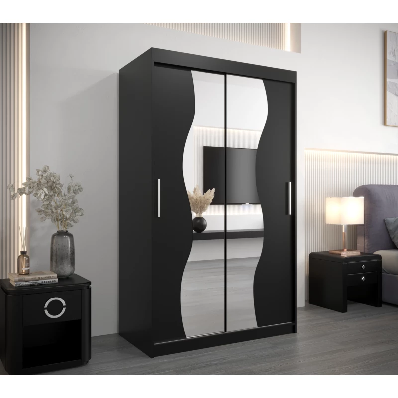 JUDITA tükrös ruhásszekrény - szélesség 120 cm, fekete