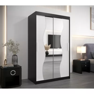 JUDITA tükrös ruhásszekrény - szélesség 120 cm, fekete / fehér