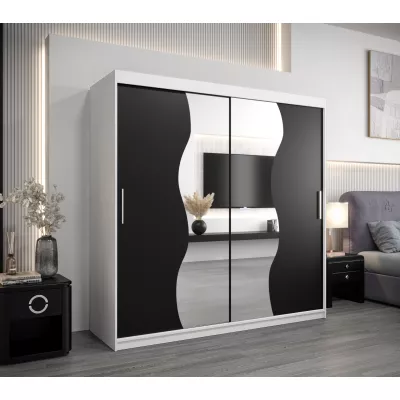 ROZALIE ruhásszekrény - szélesség 200 cm, fehér / fekete