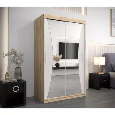 VAIANA tükrös gardróbszekrény - szélesség 120 cm, sonoma tölgy / fehér