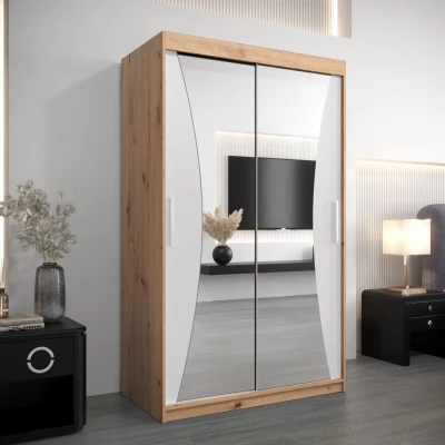 VAIANA tükrös gardróbszekrény - szélesség 120 cm, artisan tölgy / fehér