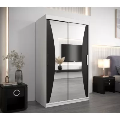VAIANA tükrös ruhásszekrény - szélesség 120 cm, fehér / fekete