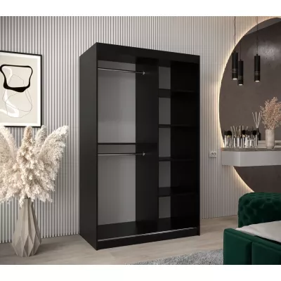 VAIANA tükrös ruhásszekrény - szélesség 120 cm, fekete / fehér