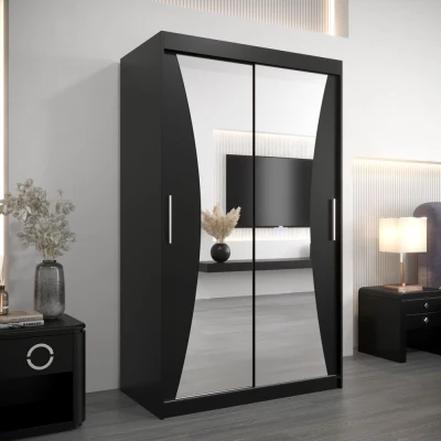 VAIANA tükrös ruhásszekrény - szélesség 120 cm, fekete