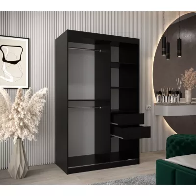 VAIANA tükrös ruhásszekrény - szélesség 120 cm, fekete
