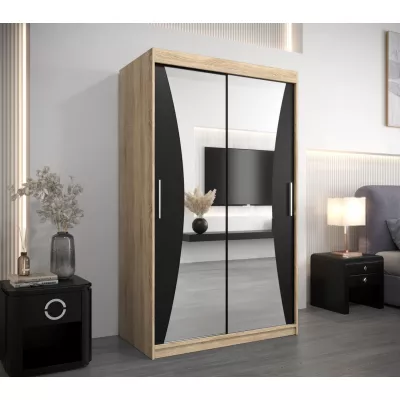 VAIANA tükrös gardróbszekrény - szélesség 120 cm, sonoma tölgy / fekete