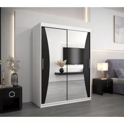 LADA tükrös ruhásszekrény - szélesség 150 cm, fehér / fekete