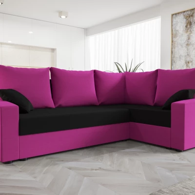 CATALINA PLUS sarok ülőgarnitúra - rózsaszín / fekete, jobbos