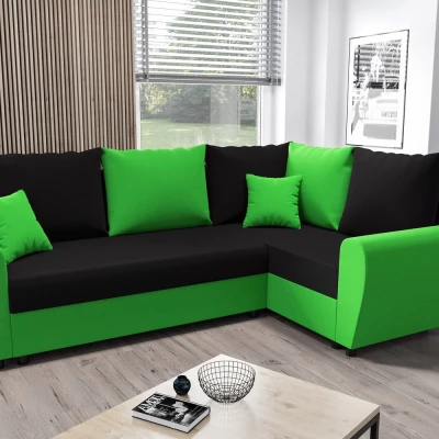 FLORIANA PLUS elegáns ülőgarnitúra - fekete / zöld, jobbos