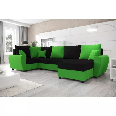 FLORIANA LONG elegáns és tágas U-alakú ülőgarnitúra - fekete / zöld
