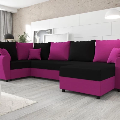 FLORIANA LONG elegáns és tágas U-alakú ülőgarnitúra - fekete / rózsaszín