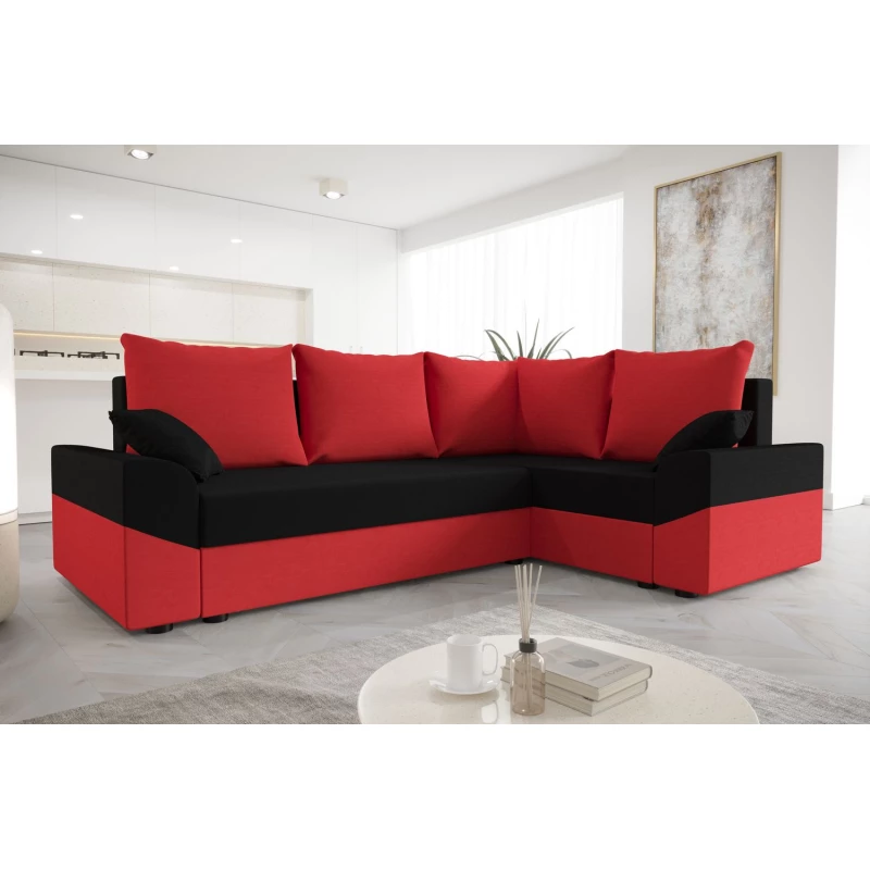 DAGMAR tágas és modern ülőgarnitúra - piros / fekete, jobbos