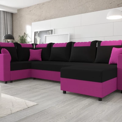 SANVI LONG elegáns U alakú ülőgarnitúra - fekete / rózsaszín