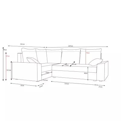 PARI tágas sarok ülőgarnitúra - világos szürke / szürke