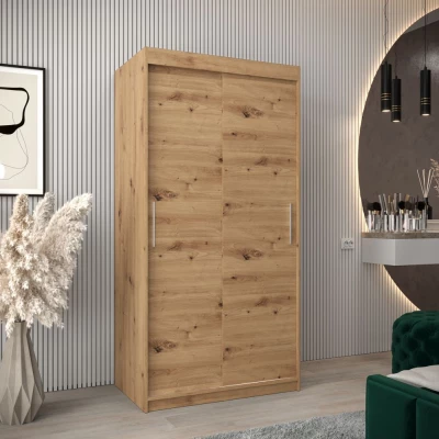 Tolóajtós gardróbszekrény 100 cm széles TIMEA - artisan tölgyfa