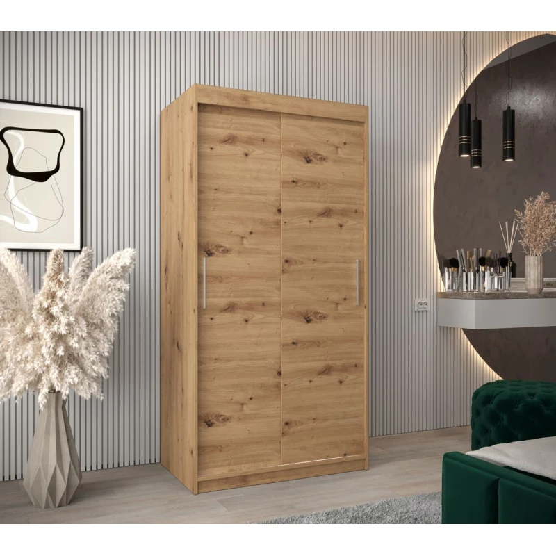Tolóajtós gardróbszekrény 100 cm széles TIMEA - artisan tölgyfa
