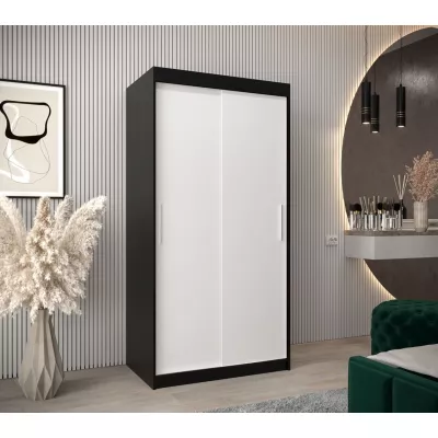 Tolóajtós szekrény 100 cm széles TIMEA - fekete / fehér