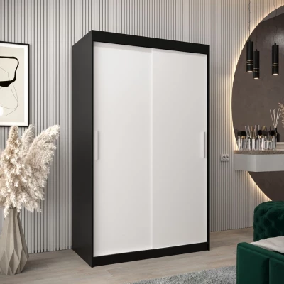 Tolóajtós szekrény 120 cm széles TIMEA - fekete / fehér