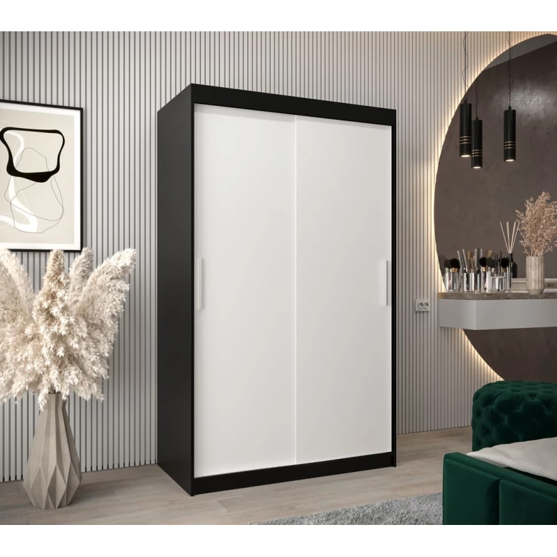 Tolóajtós szekrény 120 cm széles TIMEA - fekete / fehér