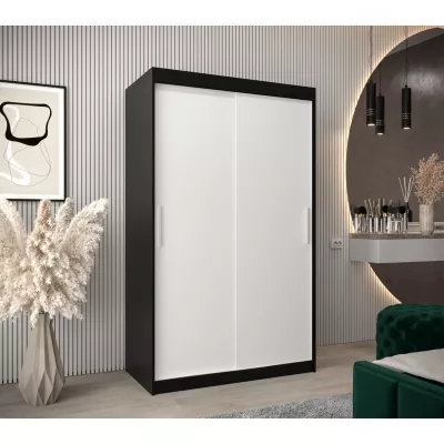 Tolóajtós szekrény 120 cm széles TIMEA - fekete / fehér