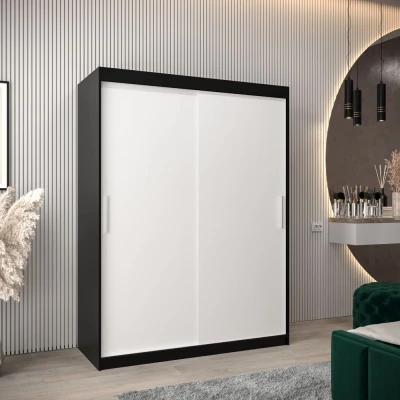 Tolóajtós szekrény 150 cm széles TIMEA - fekete / fehér