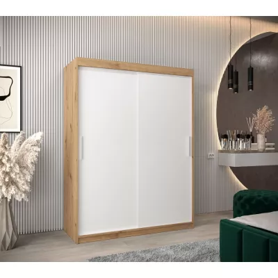 Tolóajtós gardróbszekrény 150 cm széles TIMEA - artisan tölgy / fehér