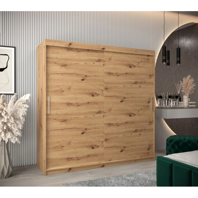Tolóajtós gardróbszekrény, 200 cm széles TIMEA - artisan tölgyfa