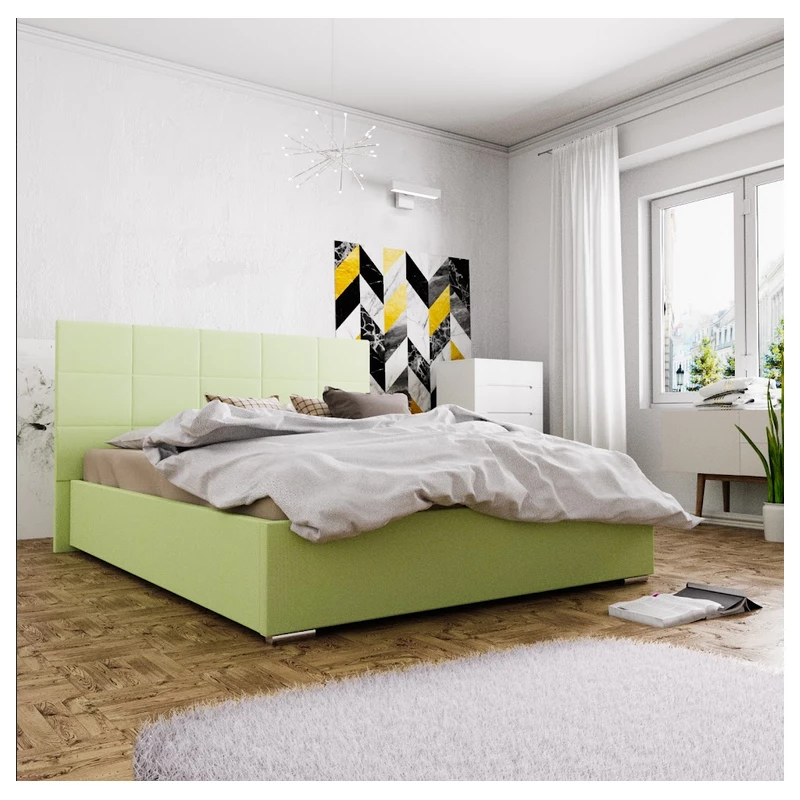 FLEK 4 franciaágy tárolóhellyel - 180x200, sárgászöld