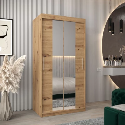 Tolóajtós gardróbszekrény 100 cm széles TIMEA 1 - artisan tölgyfa
