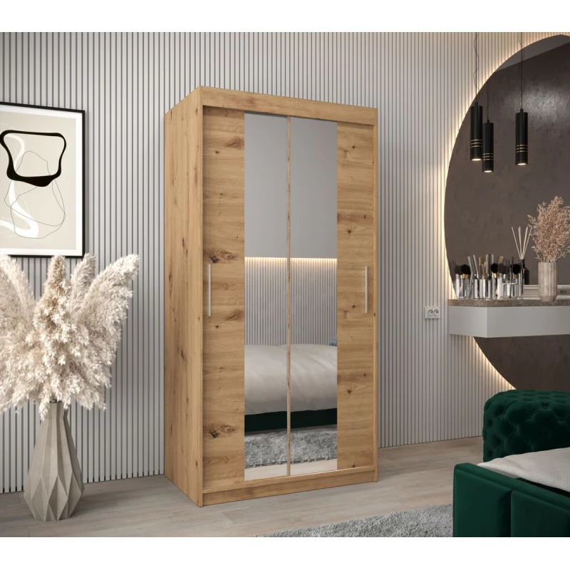 Tolóajtós gardróbszekrény 100 cm széles TIMEA 1 - artisan tölgyfa
