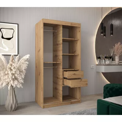 TIMEA 1 tolóajtós gardróbszekrény 100 cm széles - artisan tölgy / fekete
