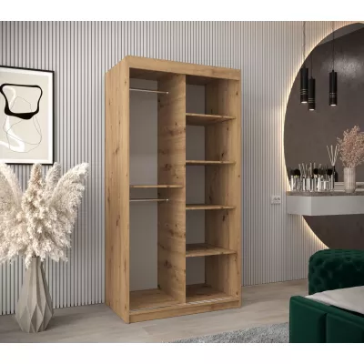 TIMEA 1 tolóajtós gardróbszekrény 100 cm széles - artisan tölgy / fekete