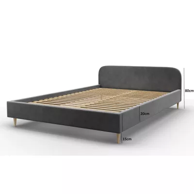 LETICIA kárpitozott ágy tárolóhellyel - 160x200, szürke
